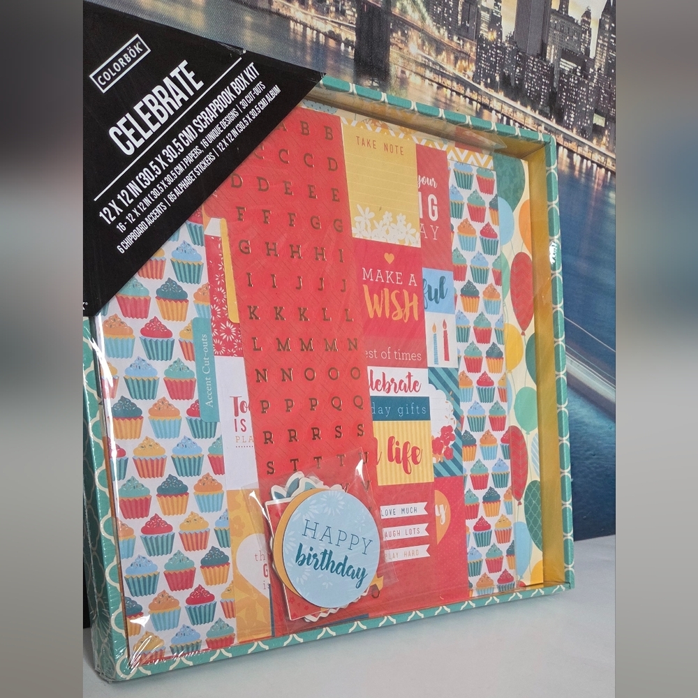 American Crafts Scrapbook Box Birthday Kit NIB - Picture 10 of 11